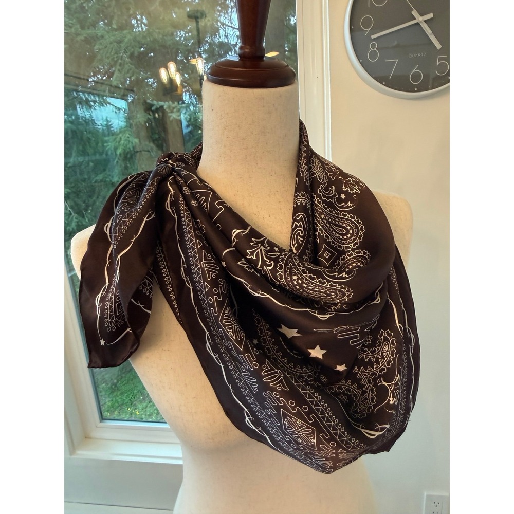 Large silk scarf. Espresso bandana